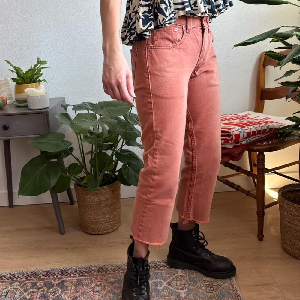 Levis 511 Slim Fit Salmon Pink Raw Hem Denim Jeans 29x24 Coral